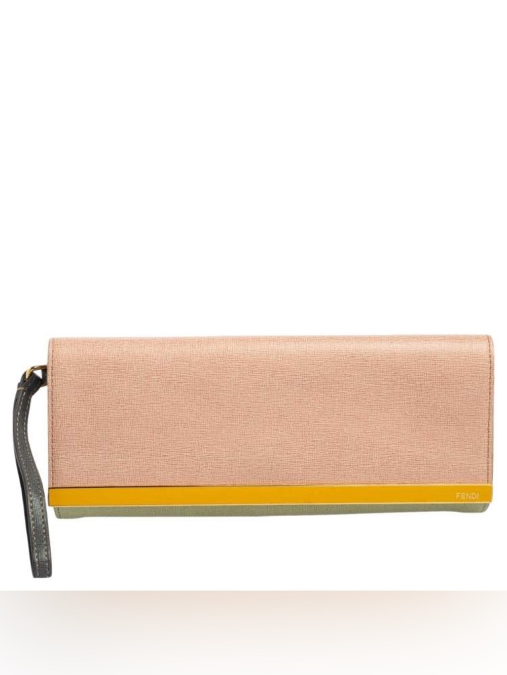 Fendi Multicolor Leather Rush Wristlet Clutch “Rush Pouchette” Colorblock Pink
